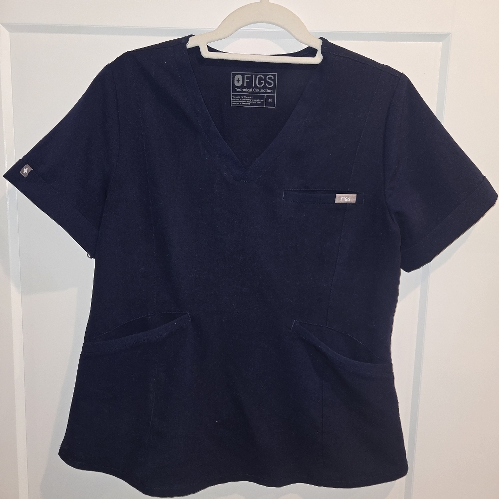 Figs Navy Blue Scrub Top